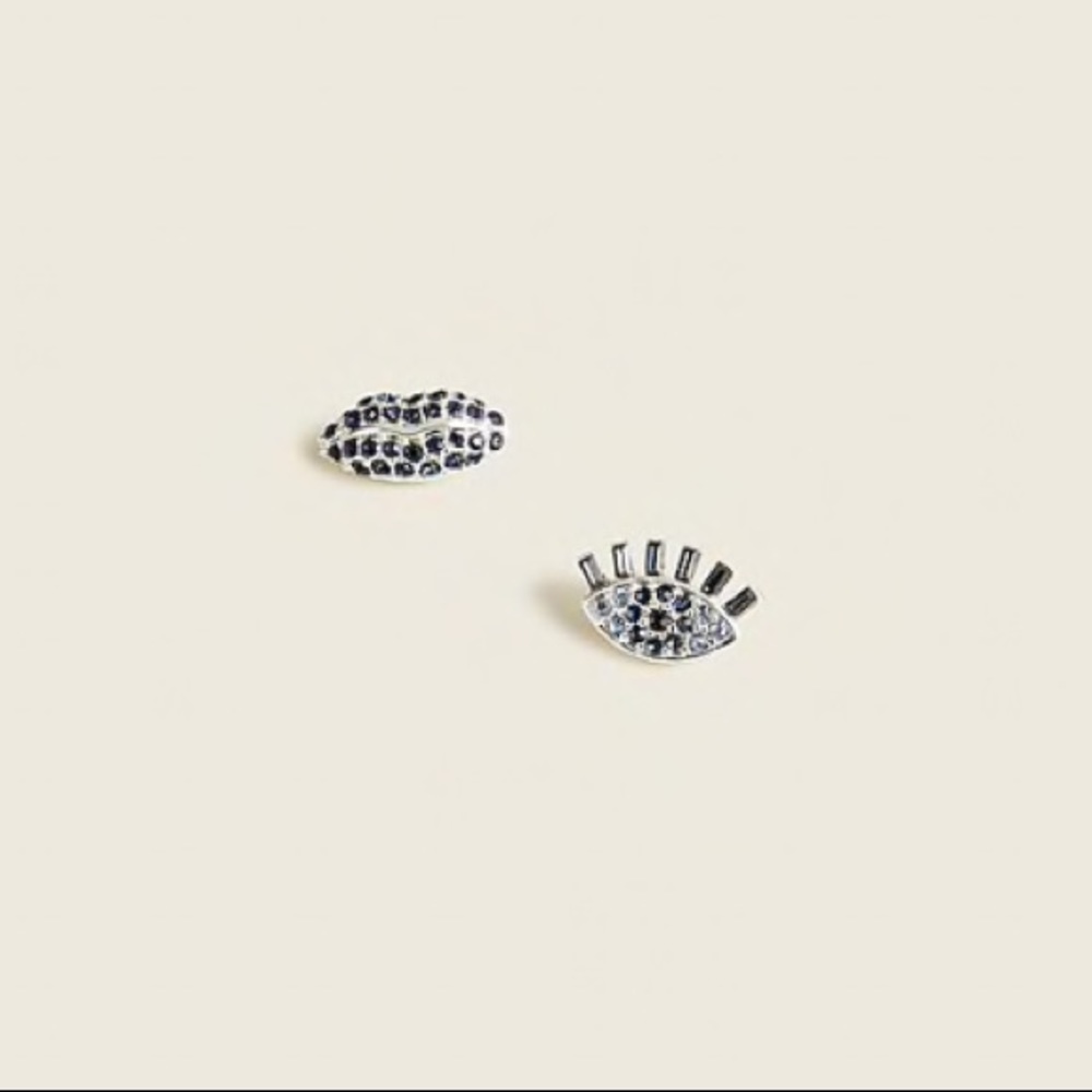 JCREW PAVE LIP AND EYE STUD EARRINGS - Picture 1 of 6
